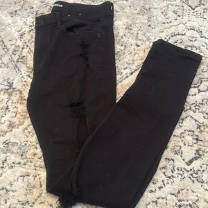 NEVER WORN distressed jean leggings